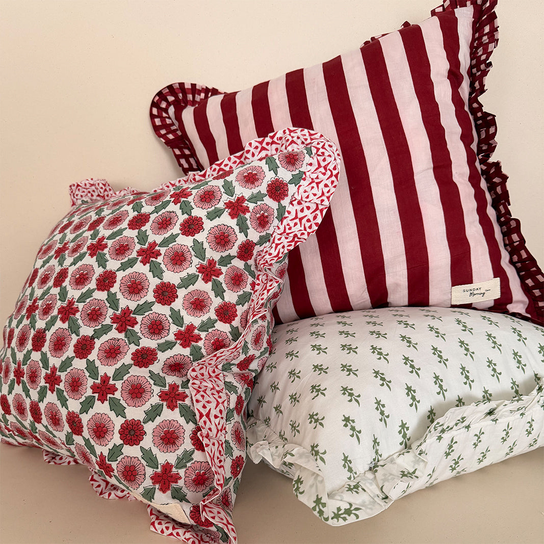 FUNDA DE COJÍN ESTAMPADO MINI GRECA OLIVE