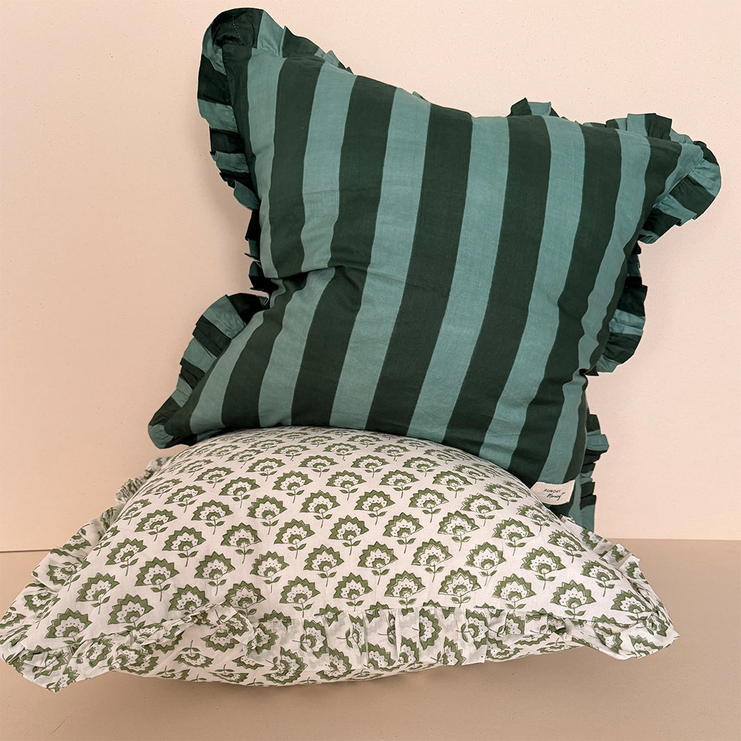 FUNDA DE COJÍN ESTAMPADO ABANICO OLIVE