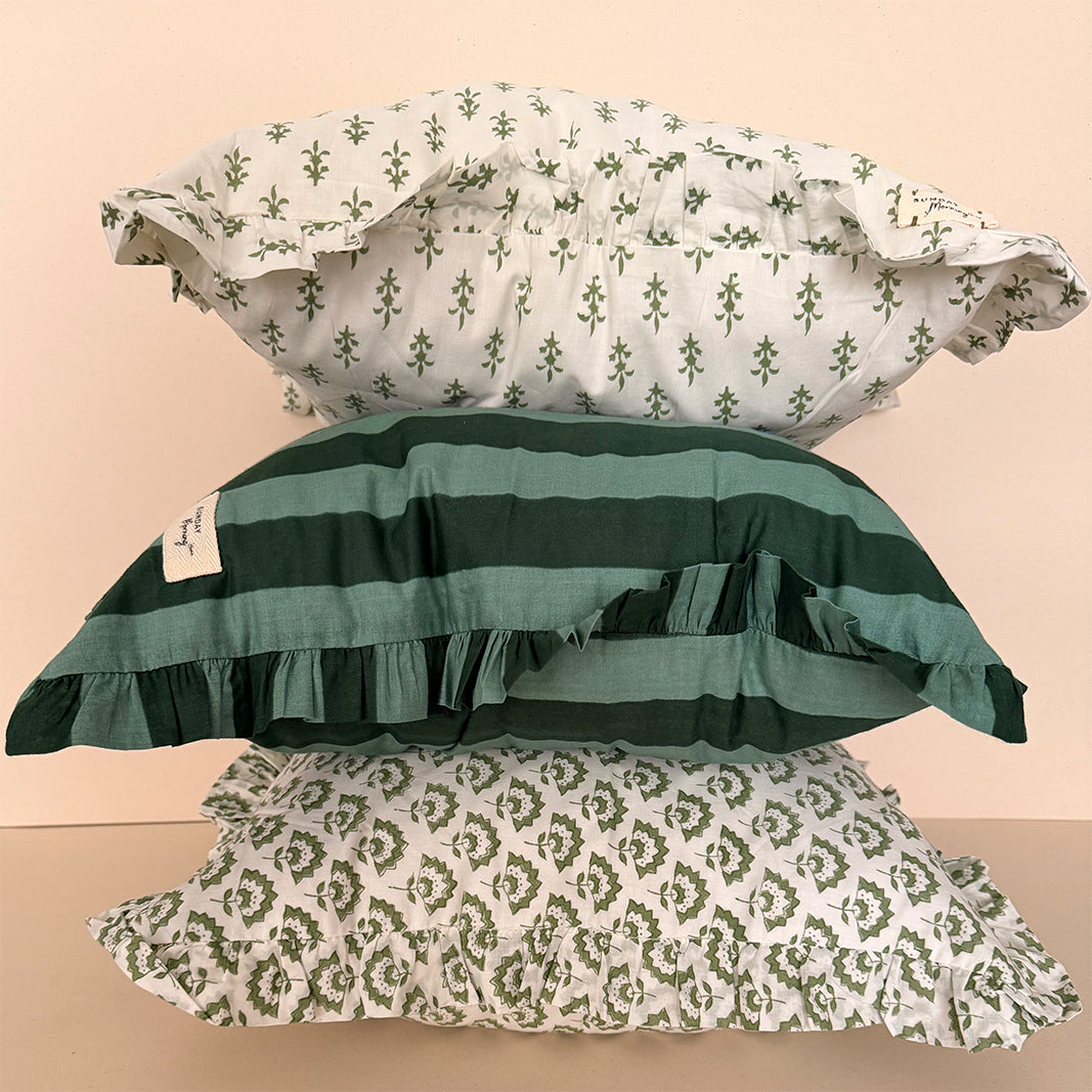 FUNDA DE COJÍN ESTAMPADO ABANICO OLIVE