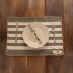 SET DE MANTELES INDIVIDUALES RAYAS VERDE OLIVO