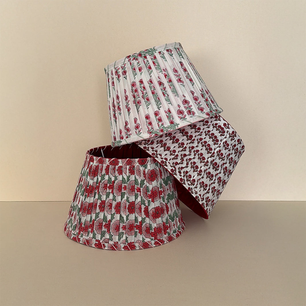 PANTALLA DE LÁMPARA ESTAMPADO MINI FLORES BURGUNDY