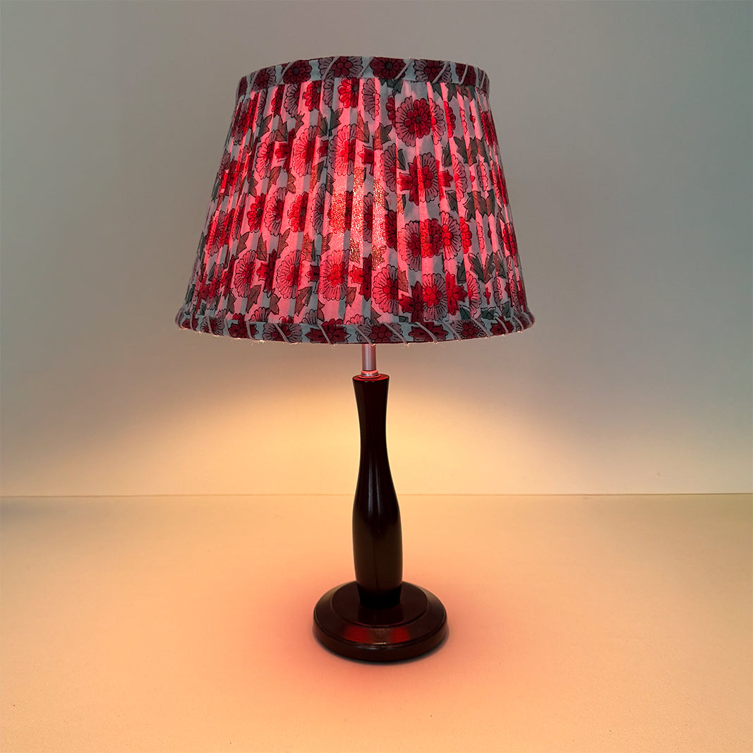 PANTALLA DE LÁMPARA ESTAMPADO DE FLORES ROSAS ROJAS Y VERDES