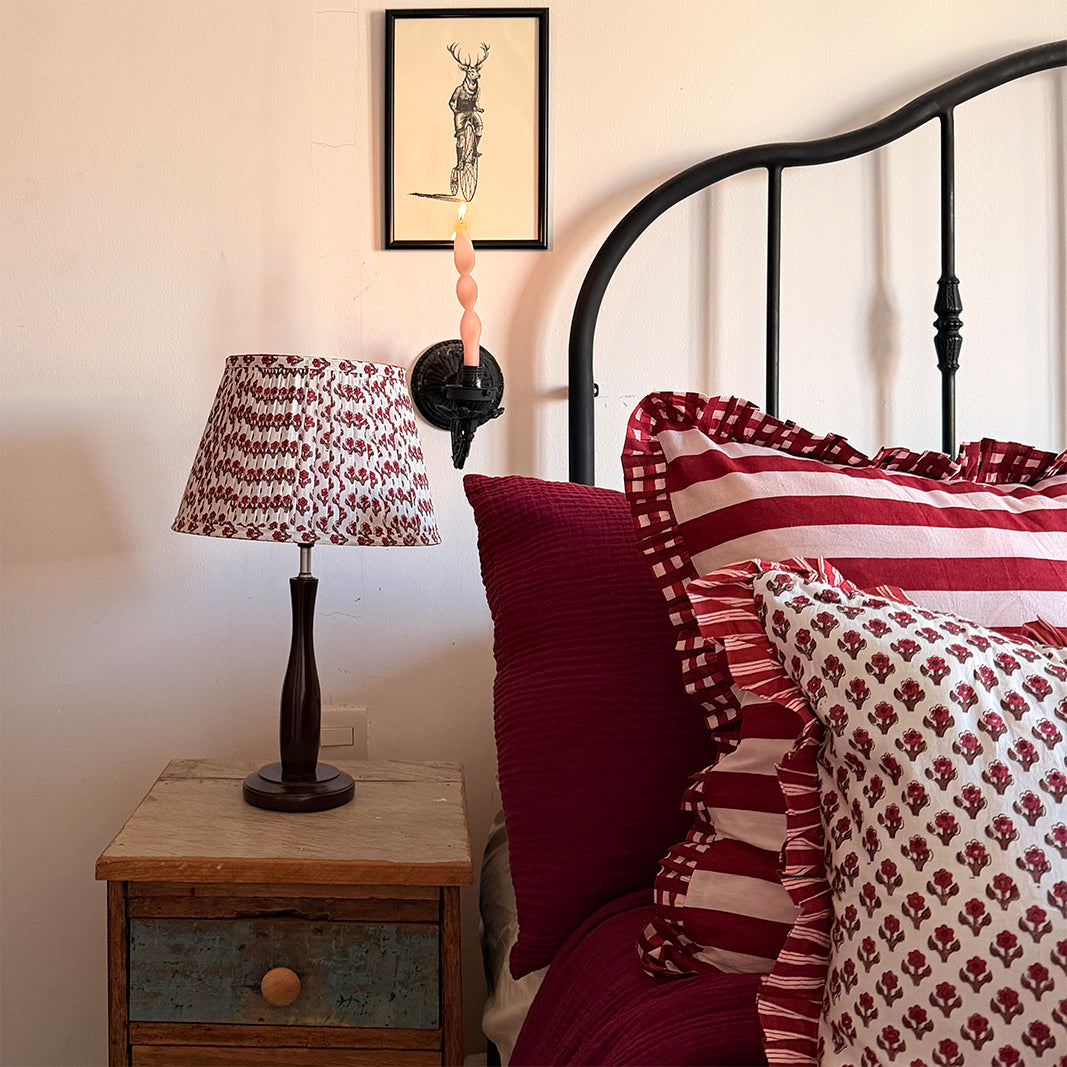 PANTALLA DE LÁMPARA ESTAMPADO MINI FLORES BURGUNDY