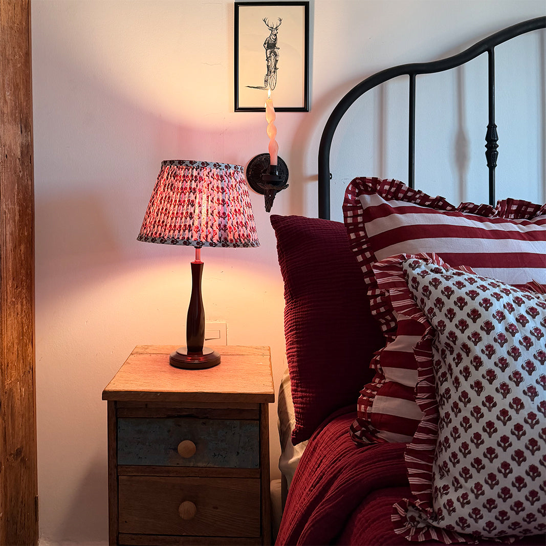 PANTALLA DE LÁMPARA ESTAMPADO MINI FLORES BURGUNDY