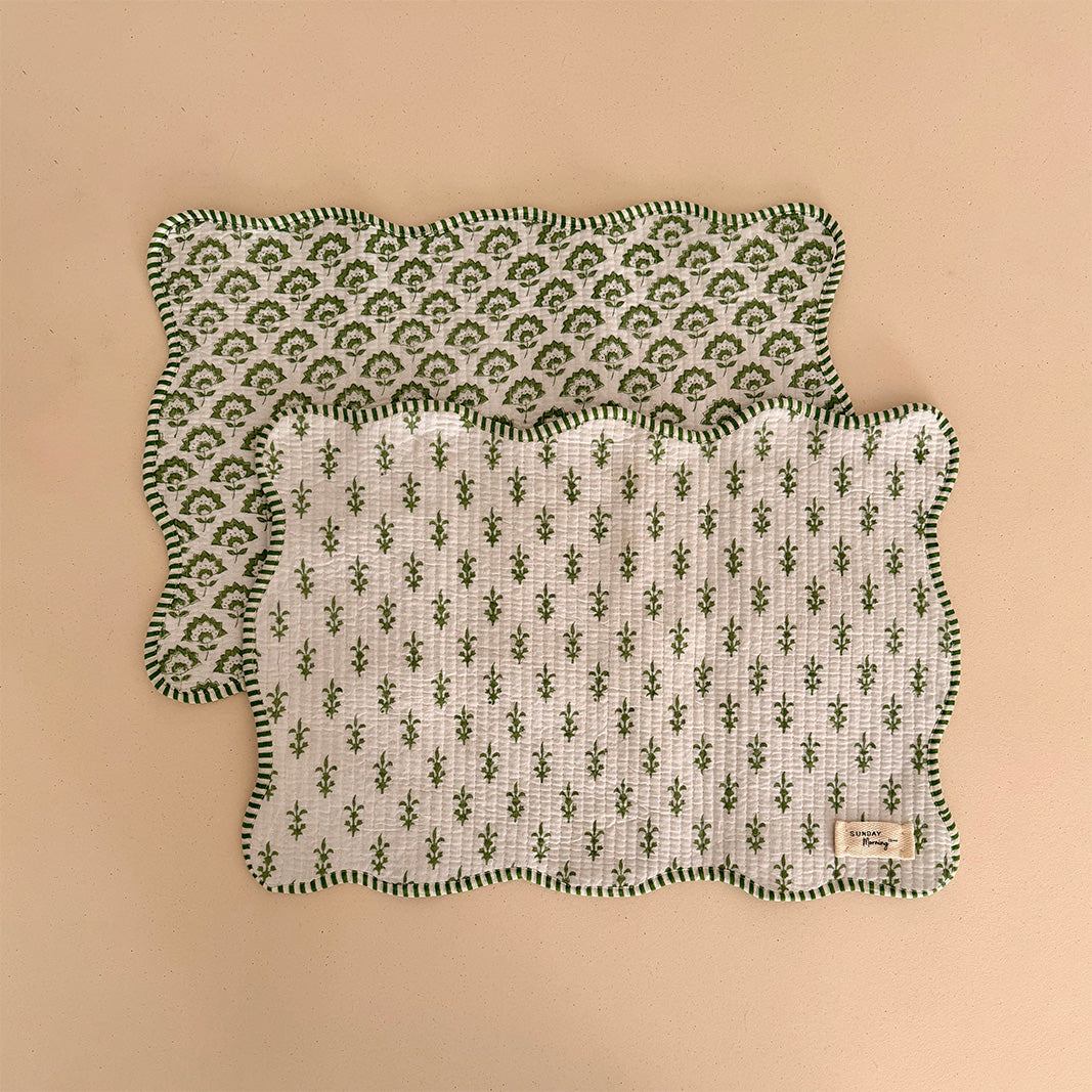 SET MANTELES INDIVIDUALES REVERSIBLE ALGODÓN OLIVE