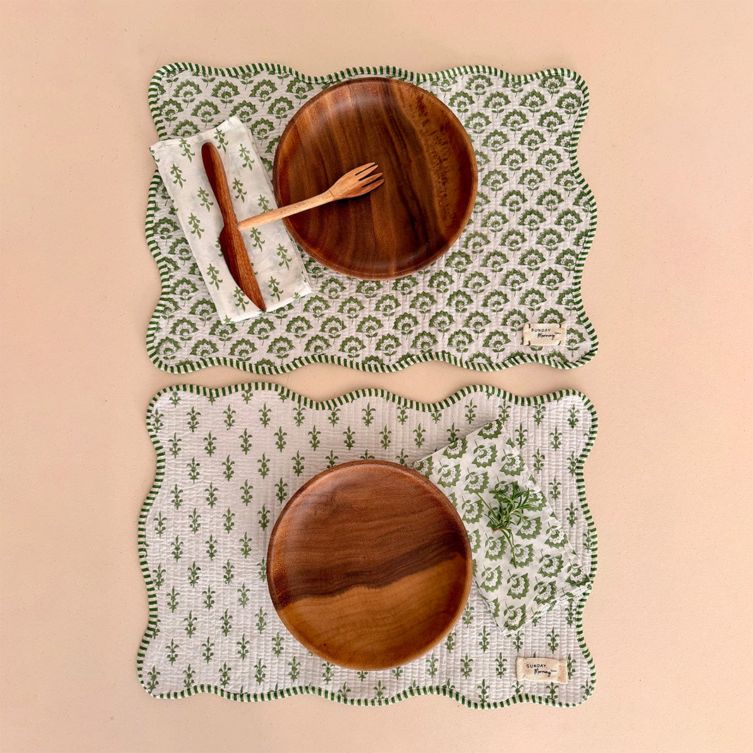 SET MANTELES INDIVIDUALES REVERSIBLE ALGODÓN OLIVE