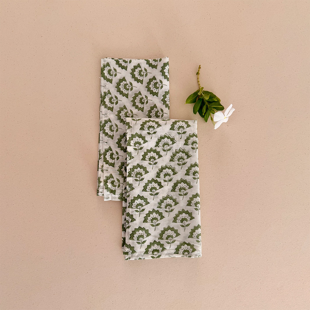 SET SERVILLETAS ALGODÓN CON ESTAMPADO FLOR DE ABANICO