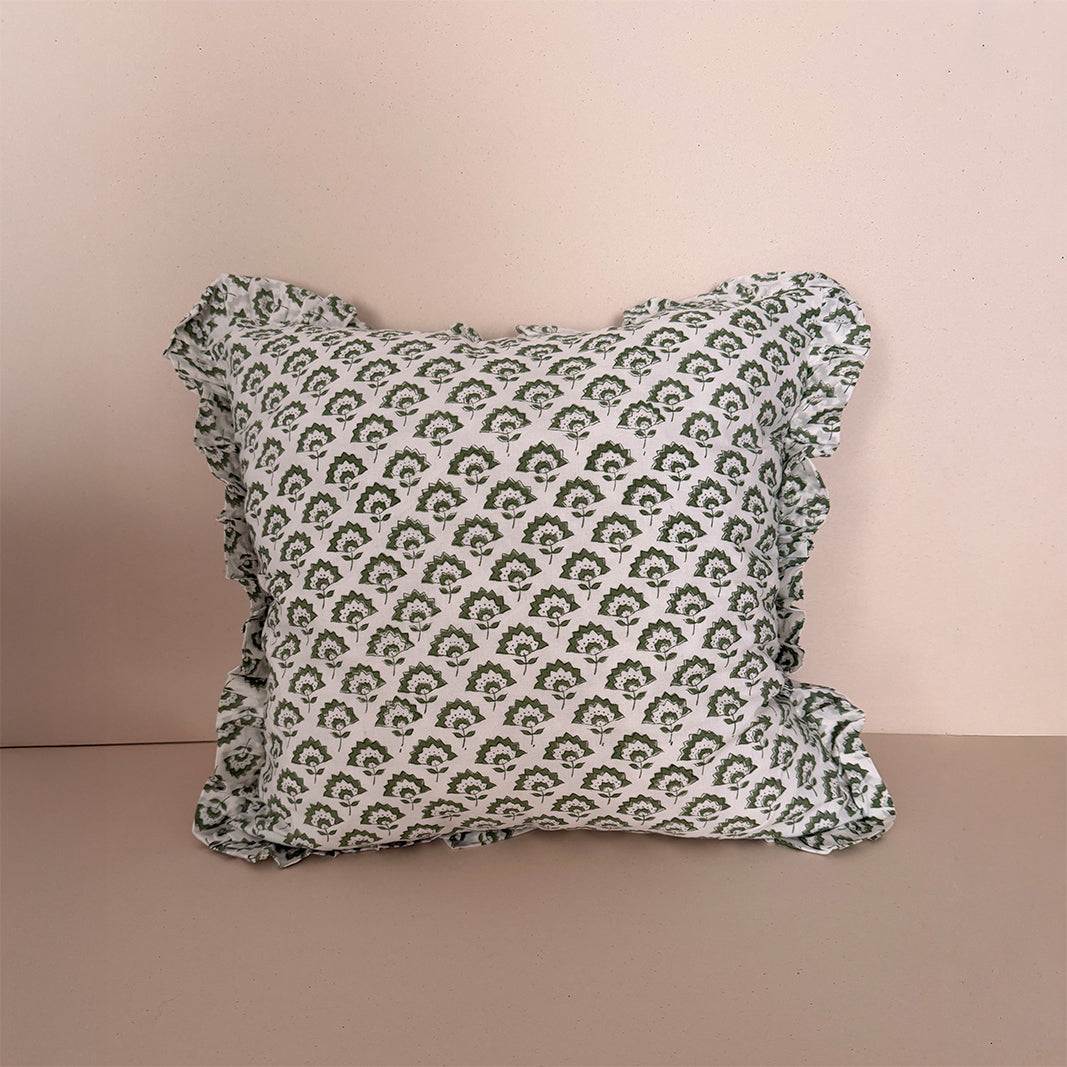 FUNDA DE COJÍN ESTAMPADO ABANICO OLIVE