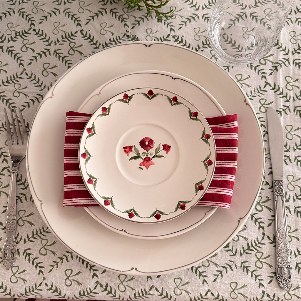 SET SERVILLETAS ALGODÓN CON ESTAMPADO RAYAS BURGUNDY