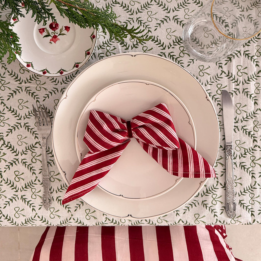 SET SERVILLETAS ALGODÓN CON ESTAMPADO RAYAS BURGUNDY