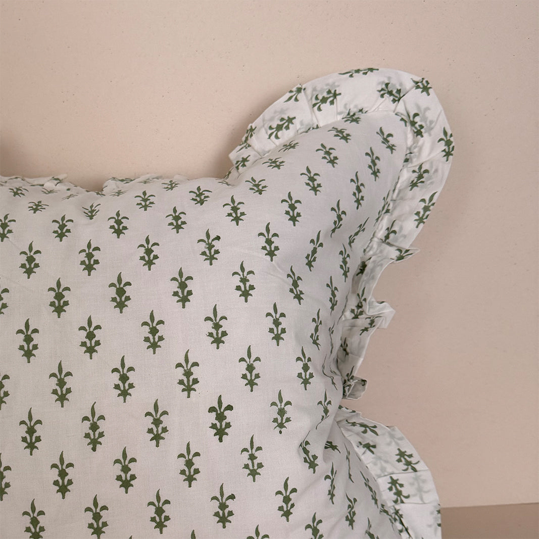 FUNDA DE COJÍN ESTAMPADO MINI GRECA OLIVE